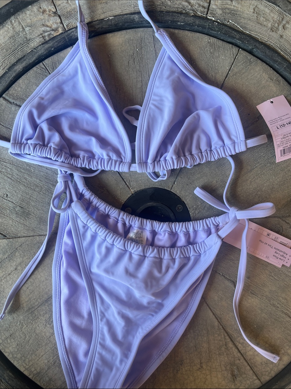 Lilac Tie-Side Triangle Bikini Set M/L     B1